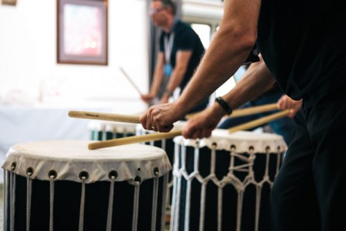 Man playing taiko drum